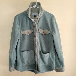 BLANKNYC Shacket Jacket Button Down Women Size Small Fleece Green Teal